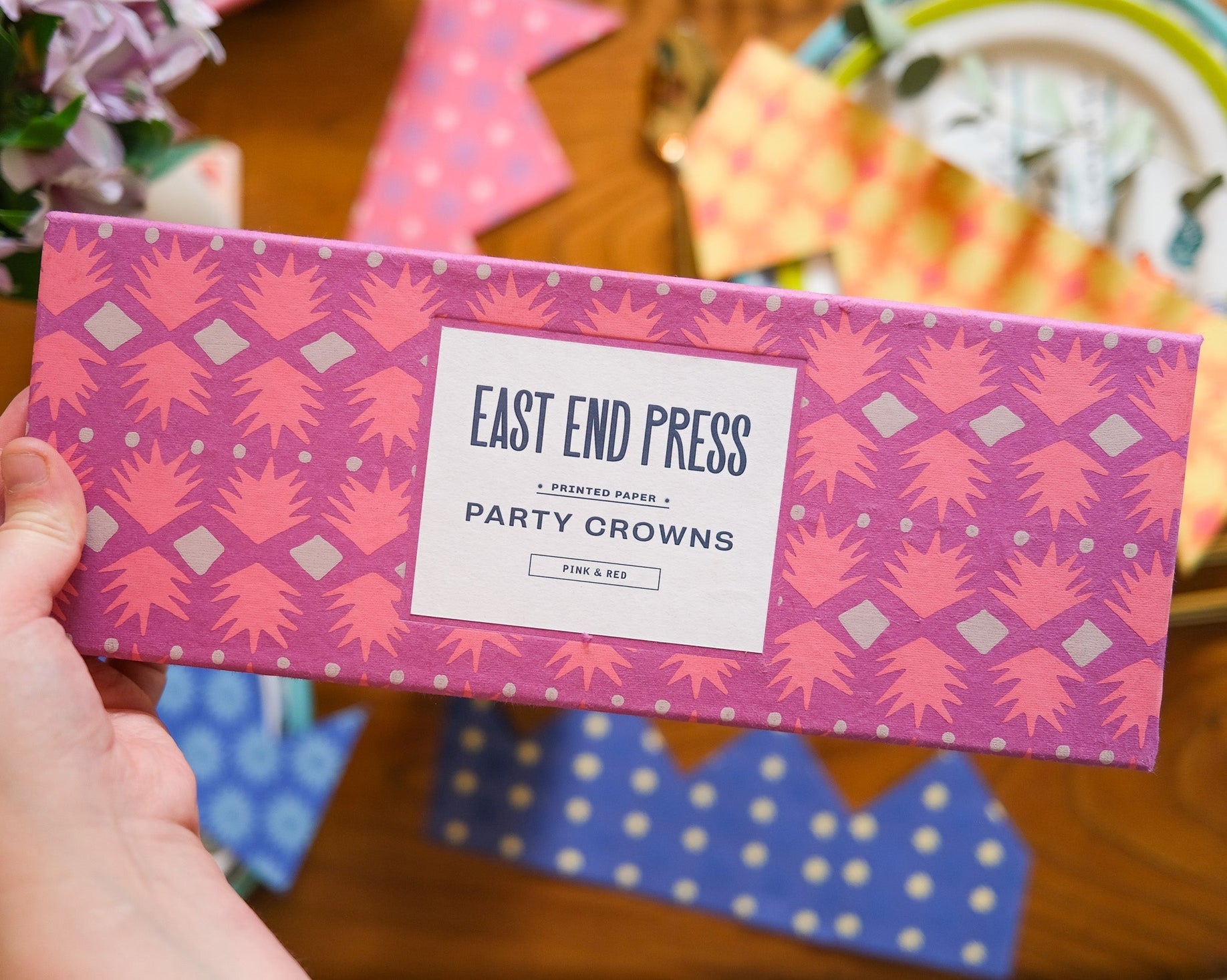 East End Press Pink Paper Party Crown box.