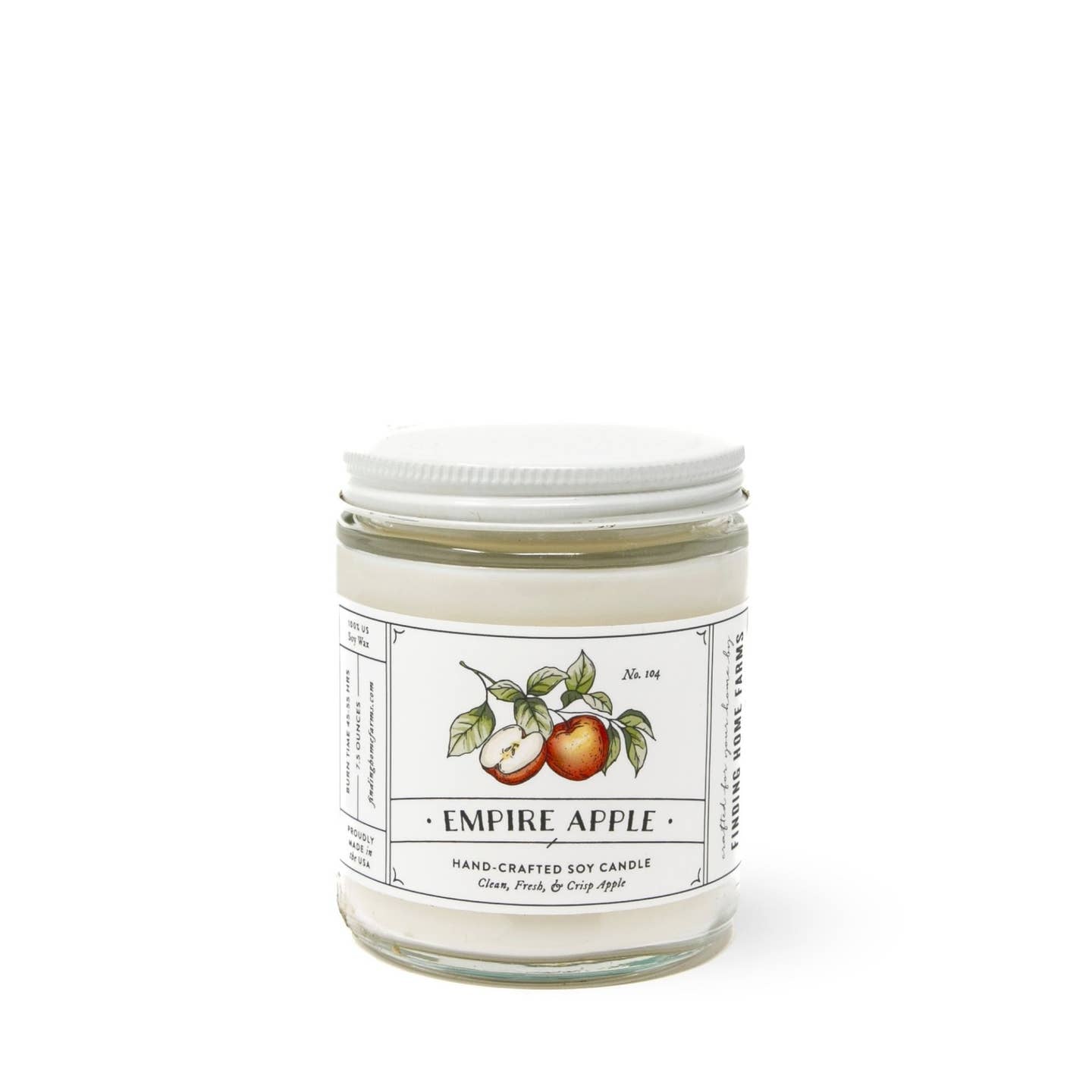Jar of Empire Apple candle on a white background