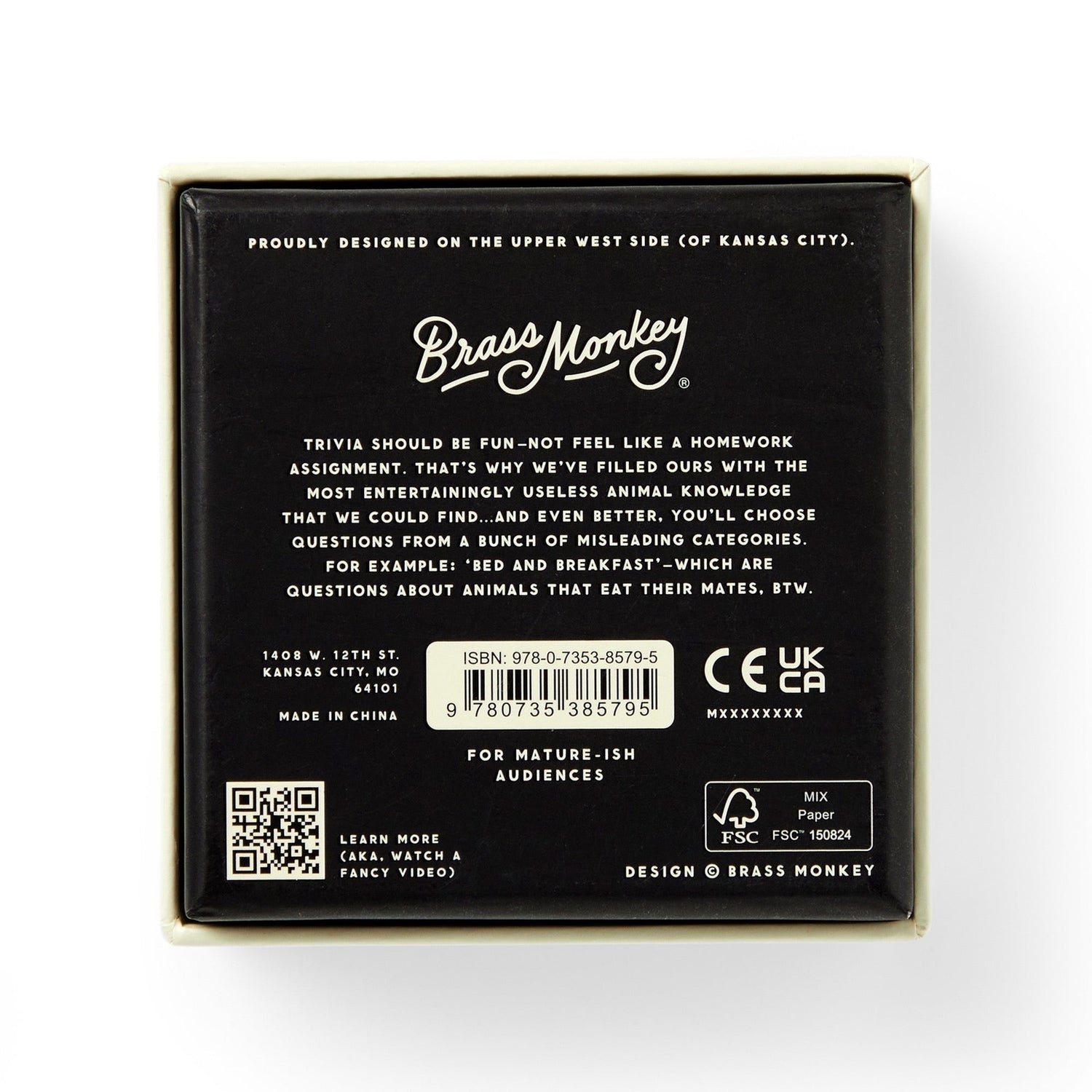 Back of a product packaging with &