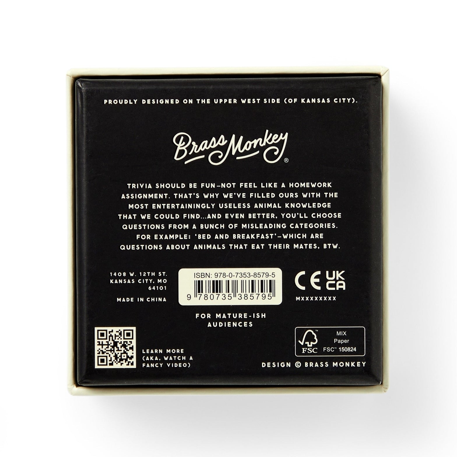 Back of a product packaging with &