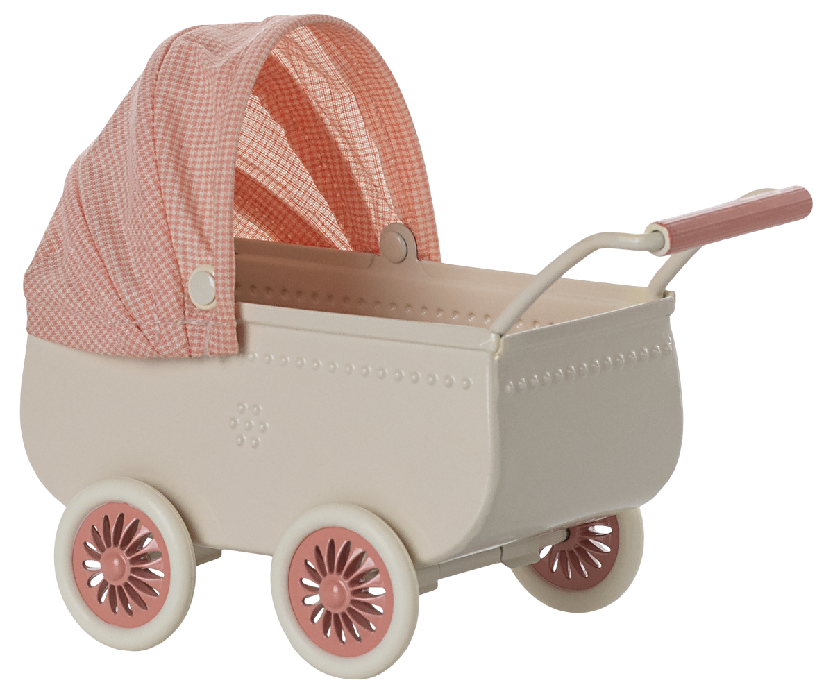 Coral Pram by Maileg for baby mice toys.