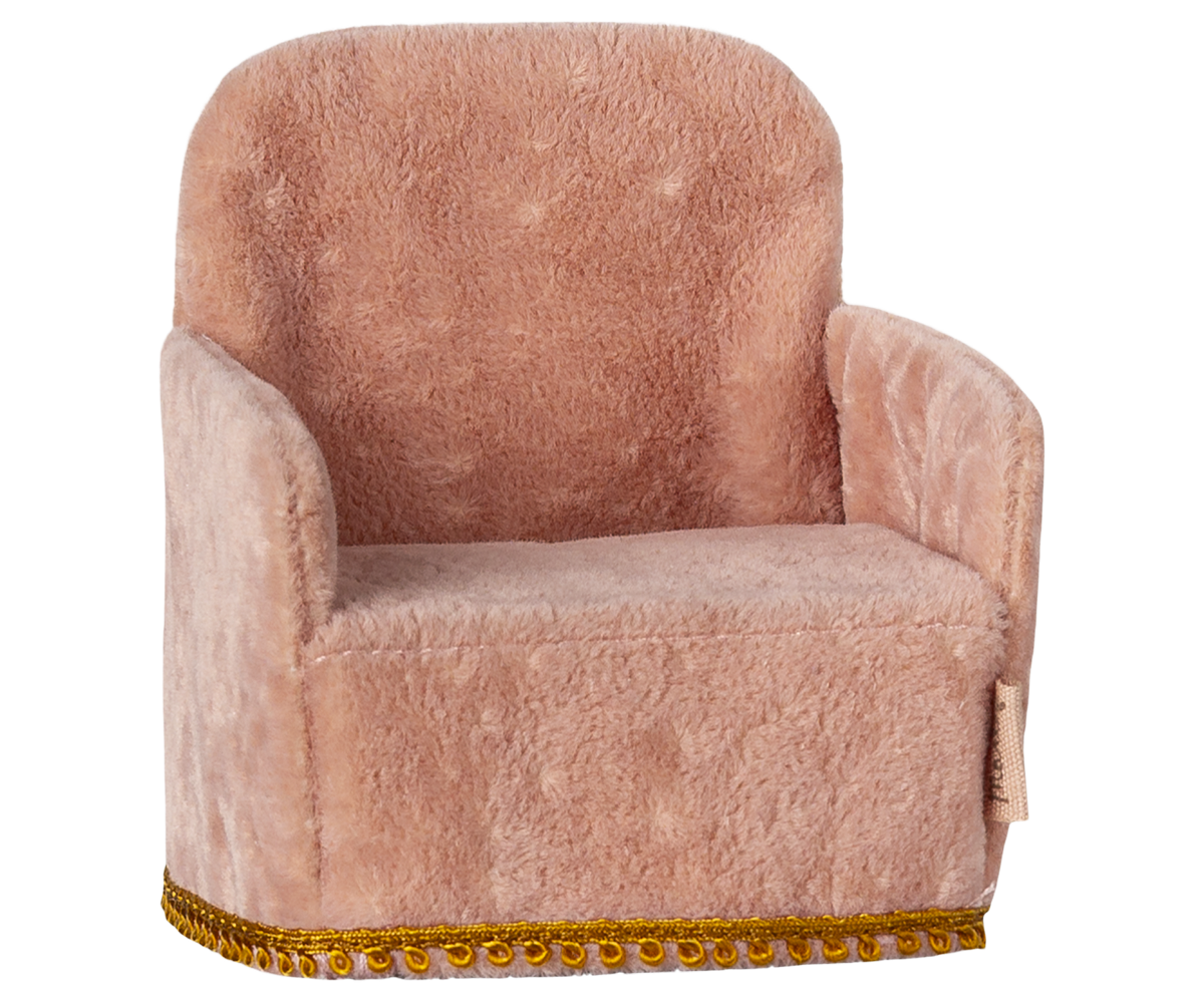 Rose colored chair for a Maileg mouse.