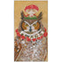 Guest towel napkin featuring artwork by Vicki Sawyer of an owl wearing a mushroom necklace and hat. 