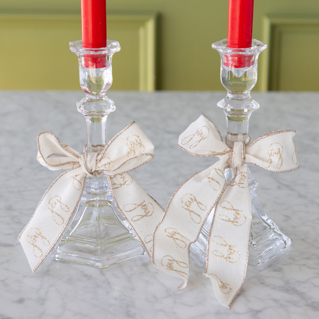 Joy Ivory Platinum Glitter Ribbon