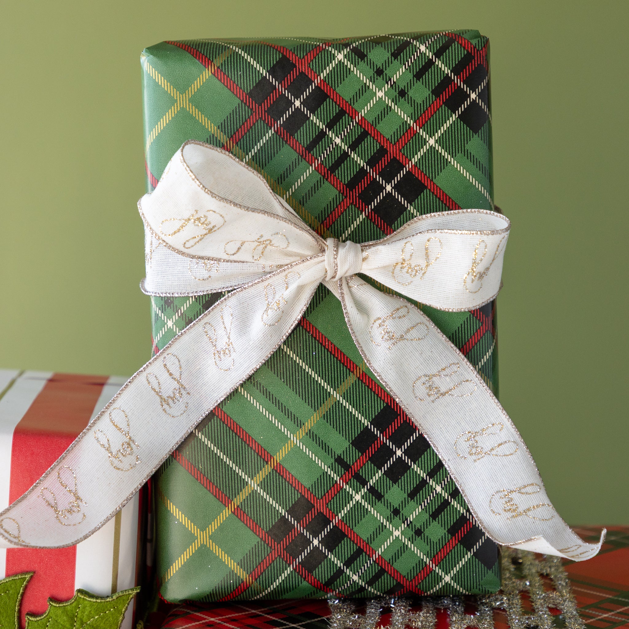 Joy Ivory Platinum Glitter Ribbon