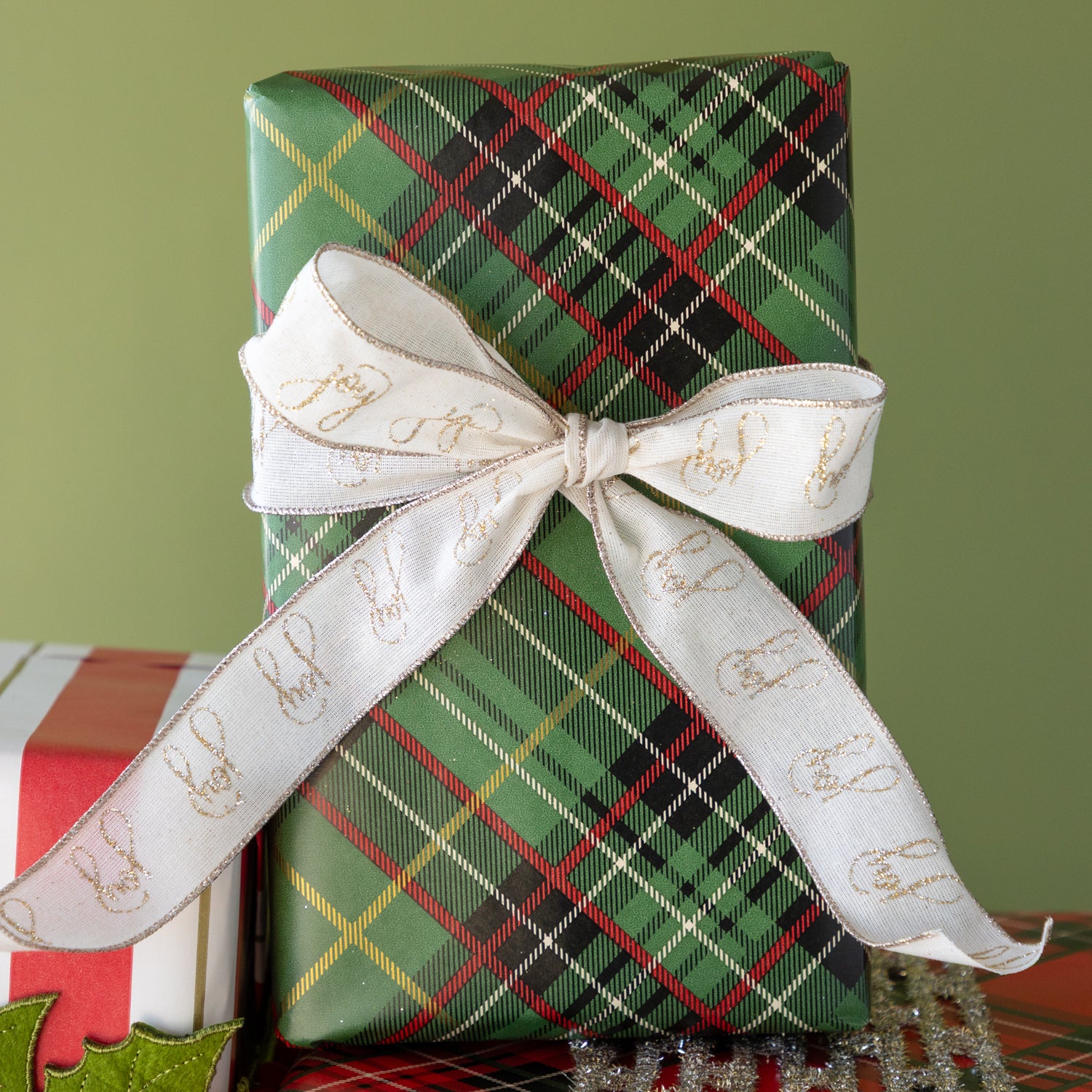 Joy Ivory Platinum Glitter Ribbon