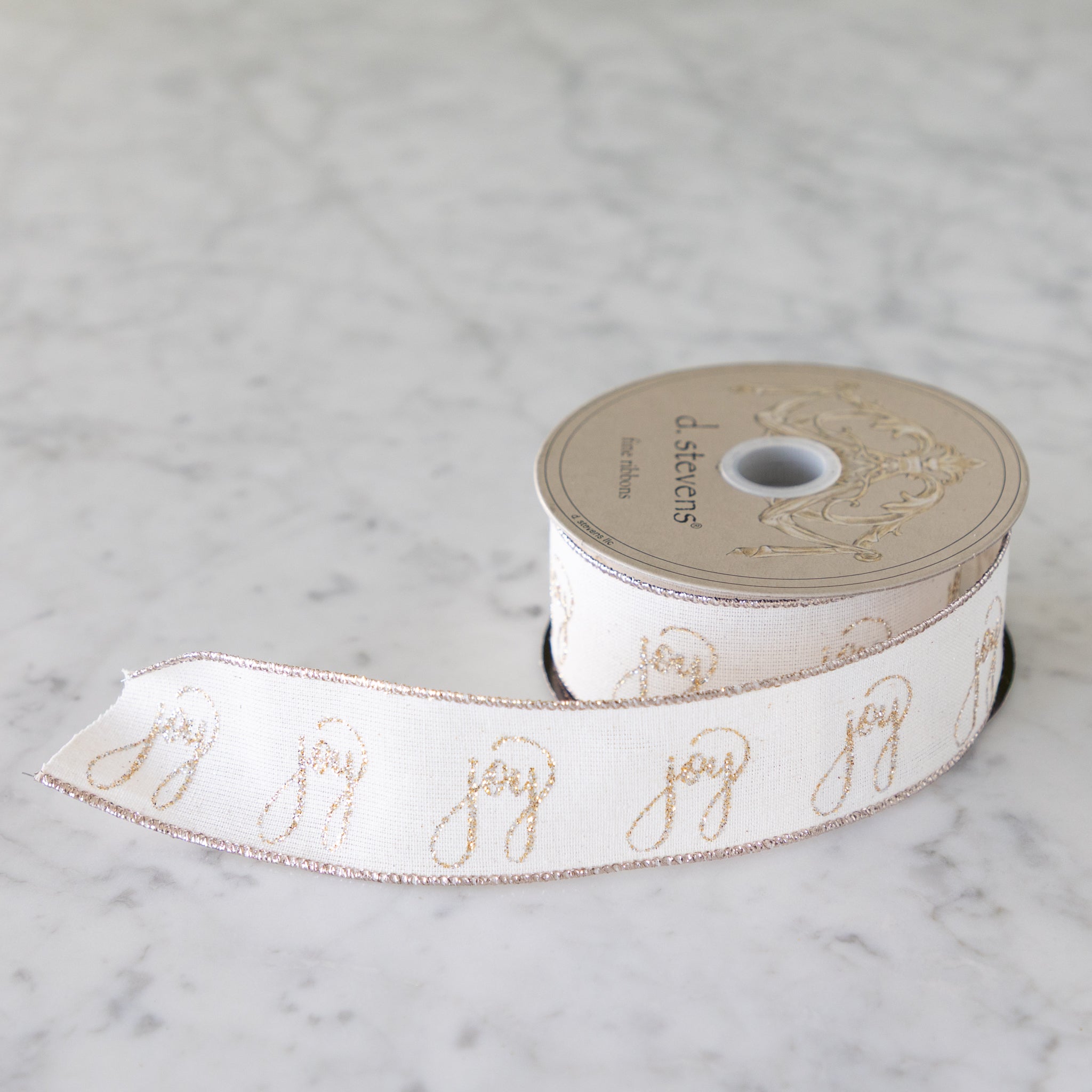 Joy Ivory Platinum Glitter Ribbon