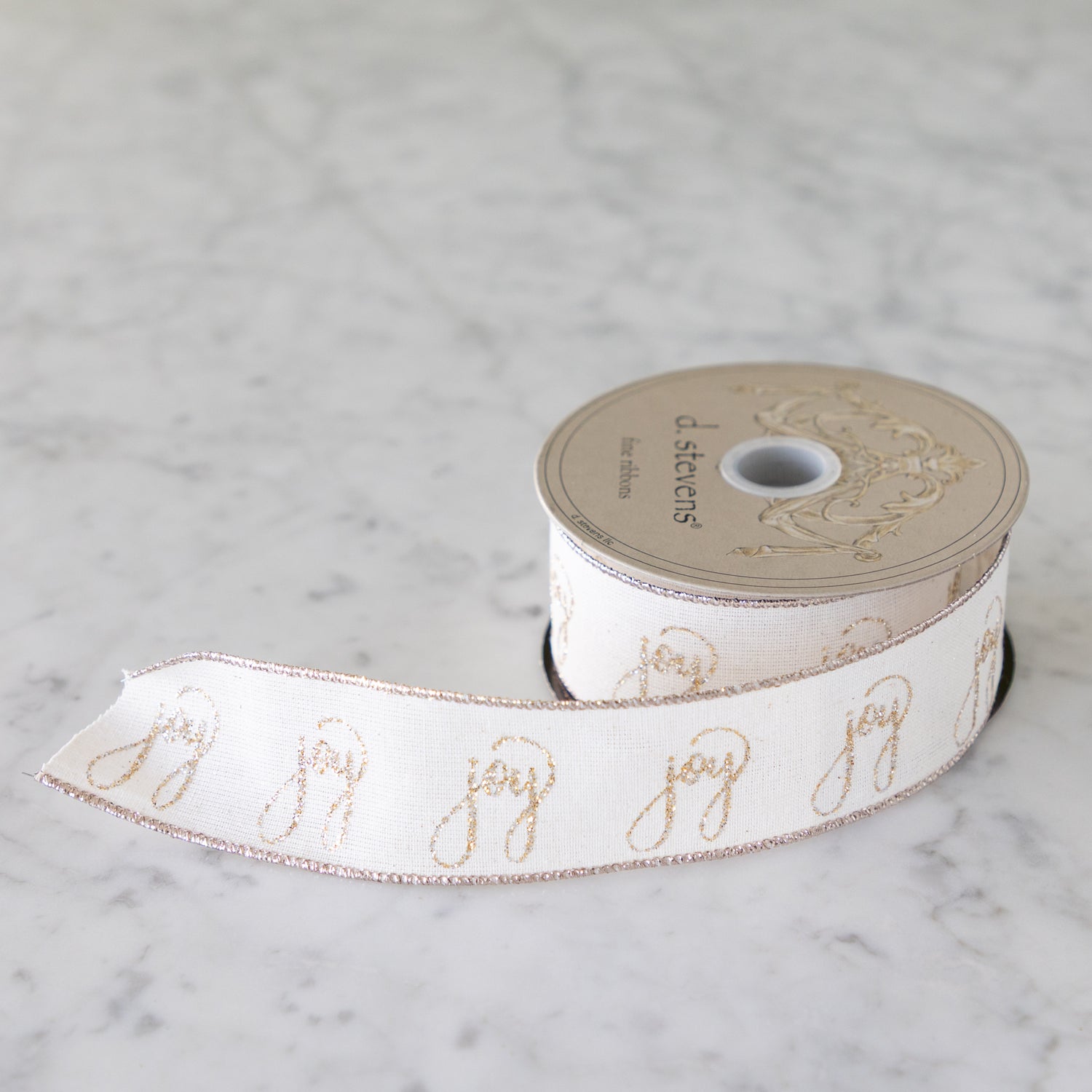 Joy Ivory Platinum Glitter Ribbon