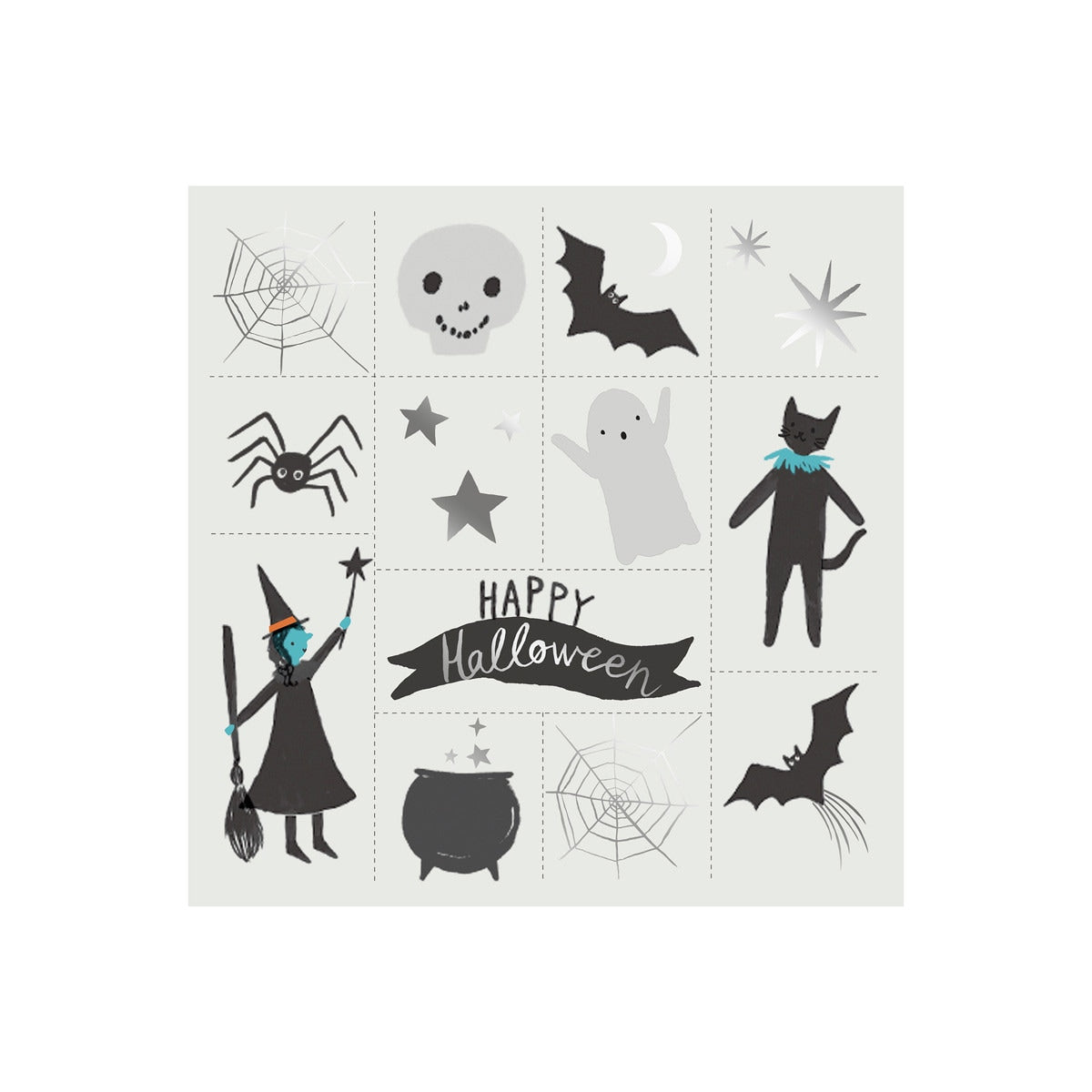 Set of Halloween-themed stickers on a white background.