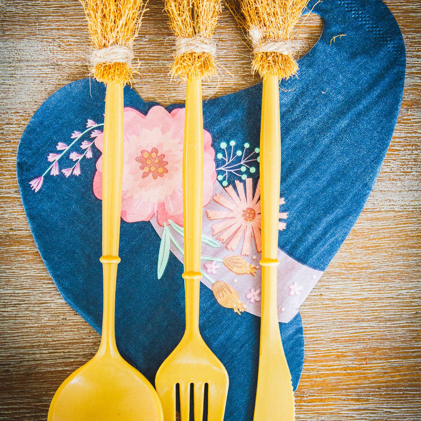 Plastic cutlery that looks like the end of a witches&