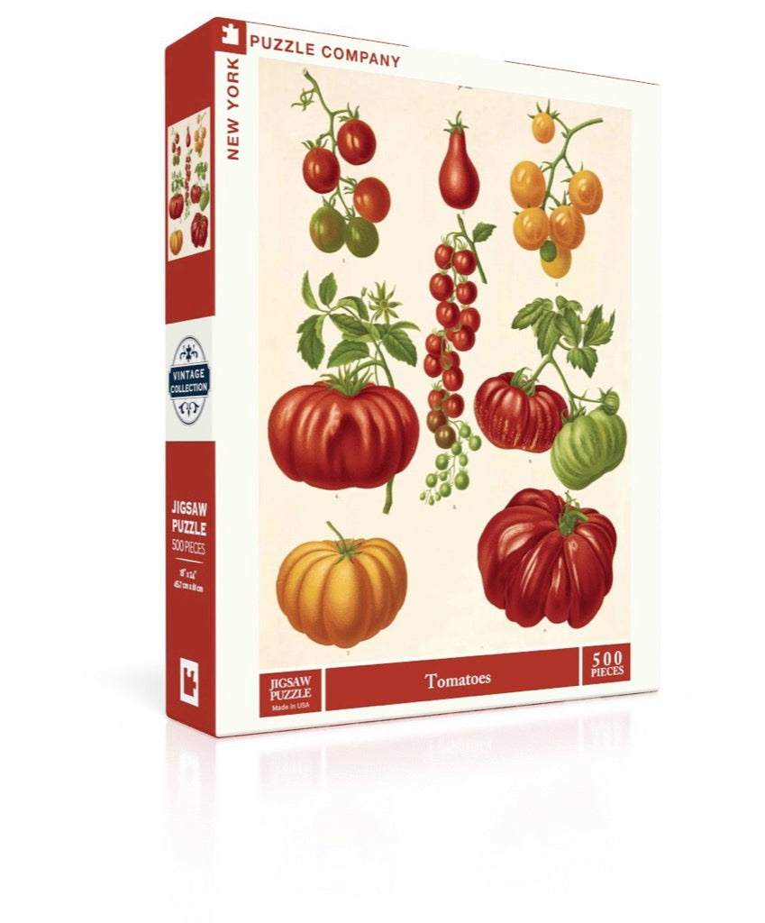 Tomato puzzle featuring a variety of ripe tomatoes. 