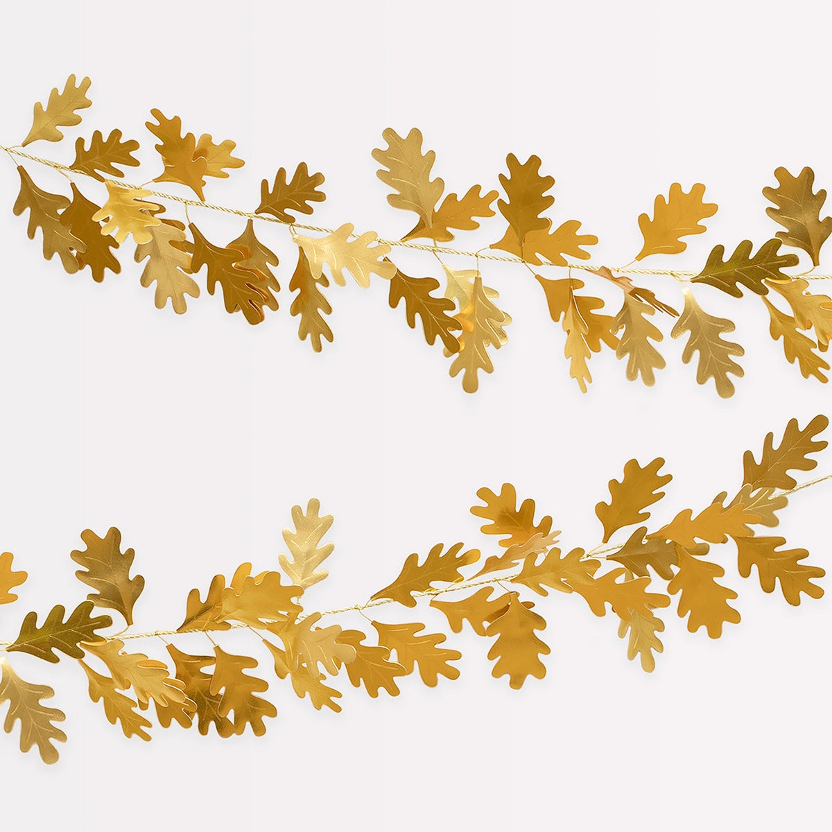 Gold leaf garland on a white background.