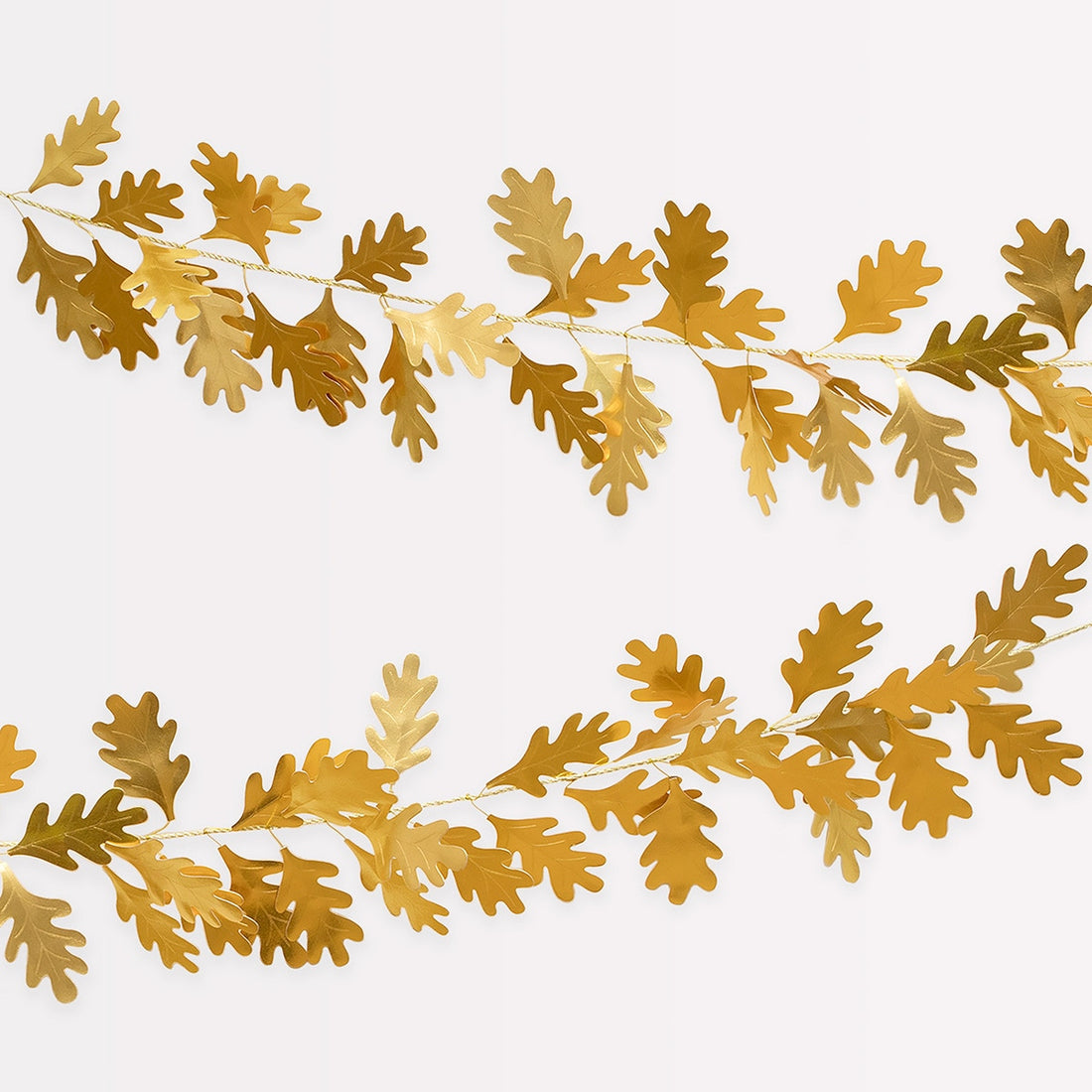 Gold leaf garland on a white background.