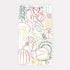 Color in tablecloth with fox, pumpkin, and turkey illustrations on a white background.