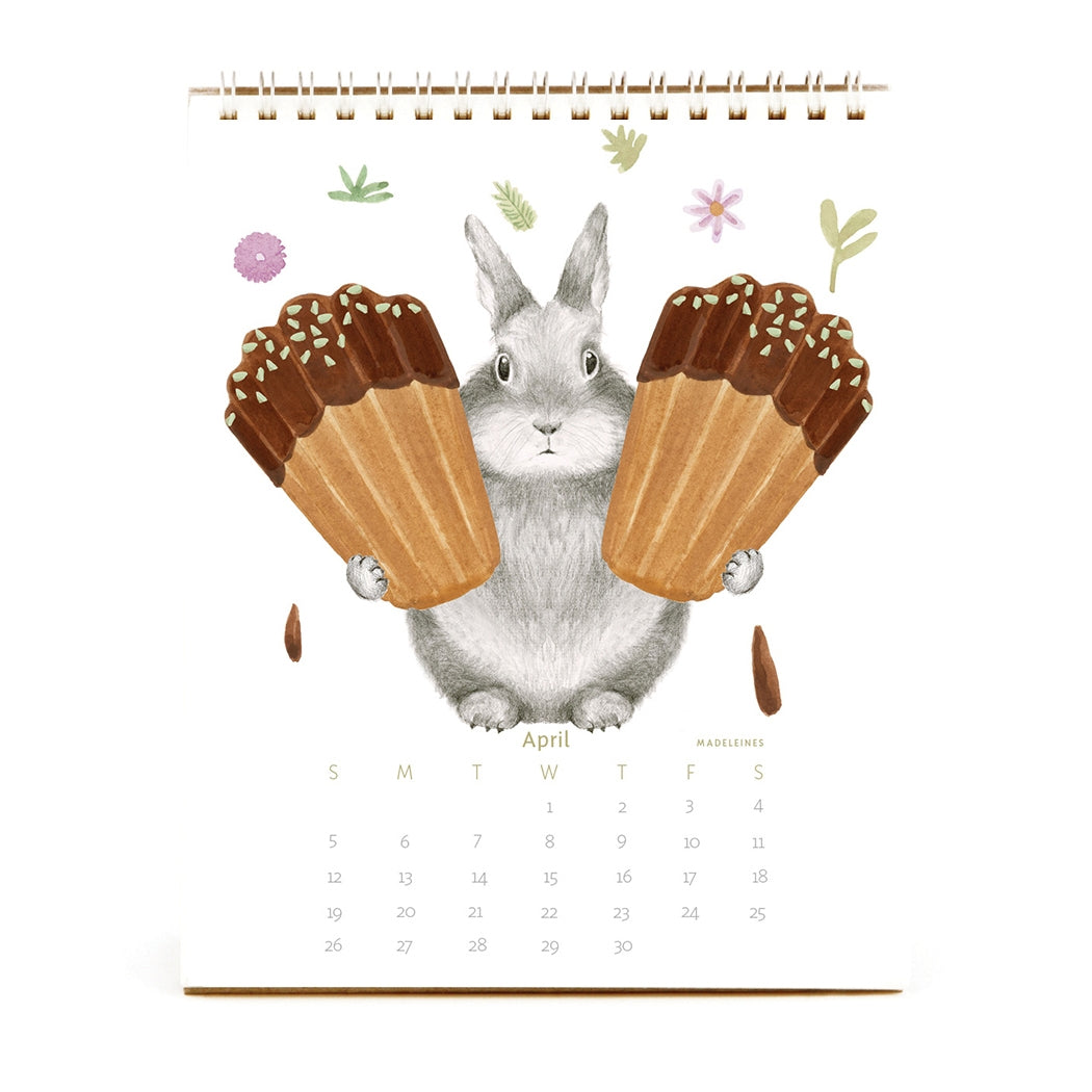 2026 Dear Hancock Bunny Calendar featuring a bunny holding two pastries.