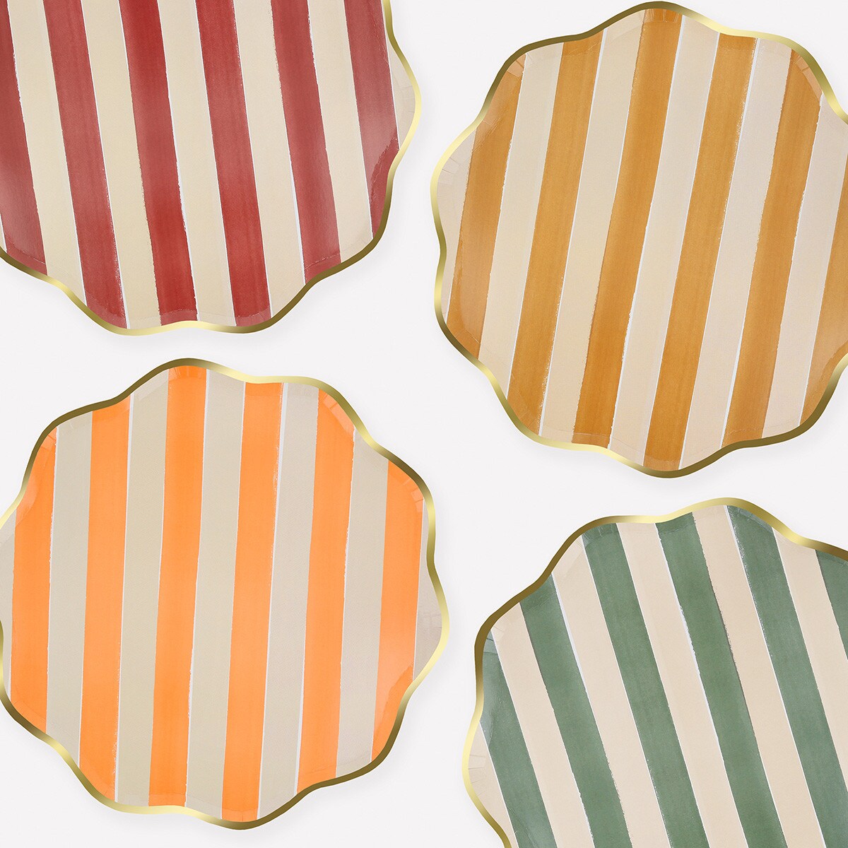 Dinner size stripe plates.