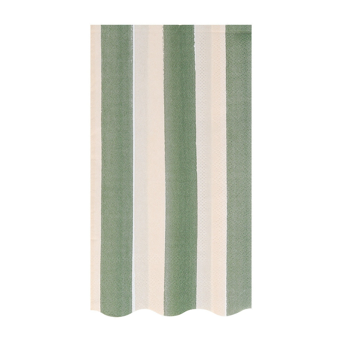 Sage striped napkin on a white background.