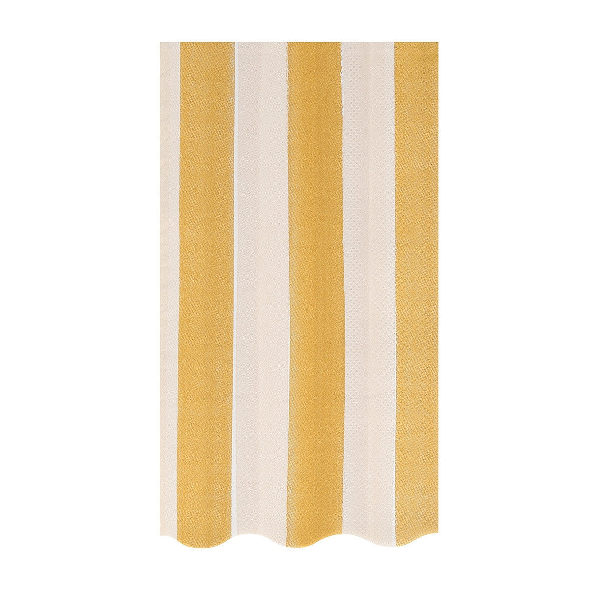 Dark yellow striped napkin on a white background.