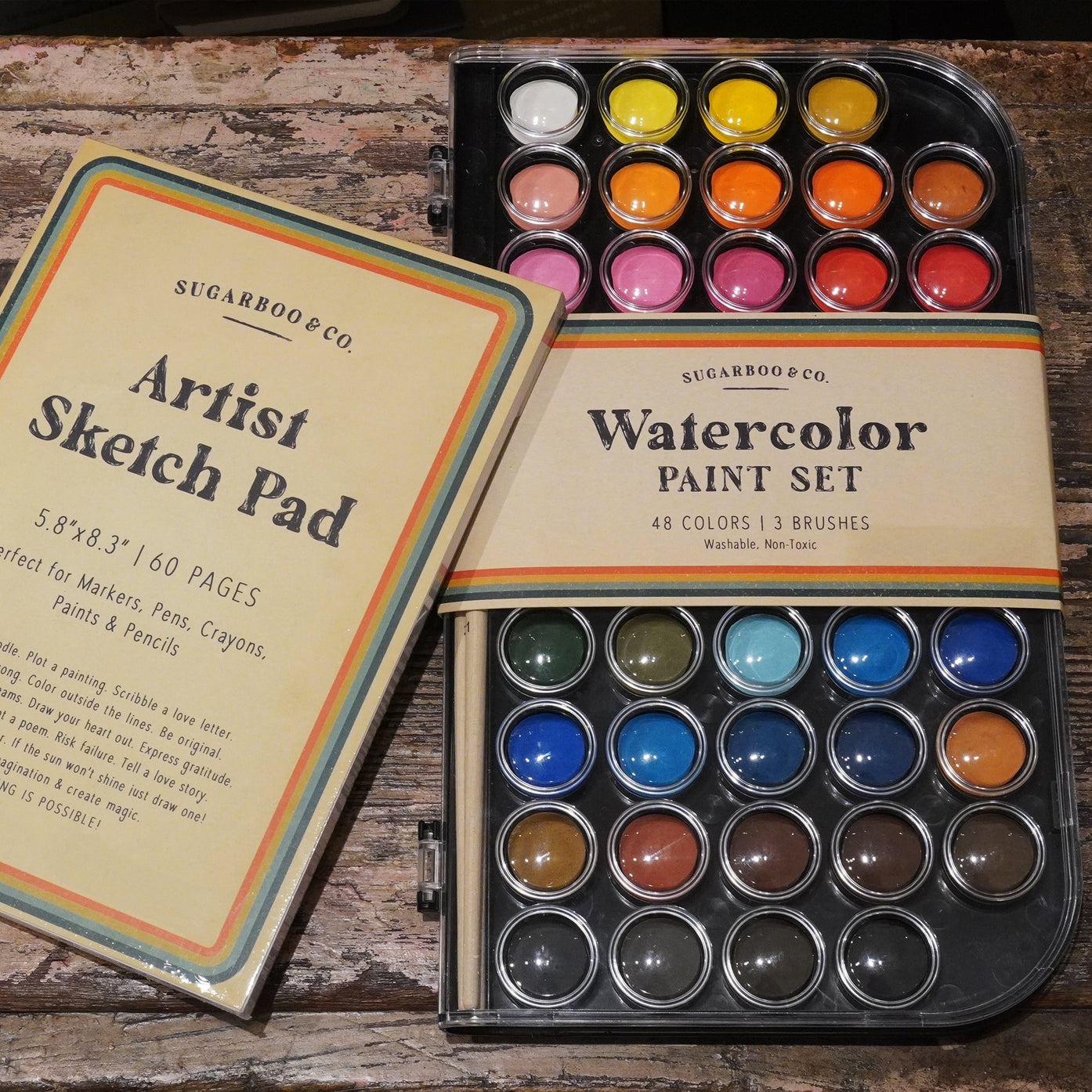 Watercolor paint set. 