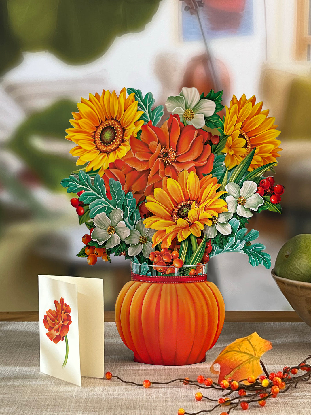 Pumpkin Harvest Pop Up card with coordinating card next to it.