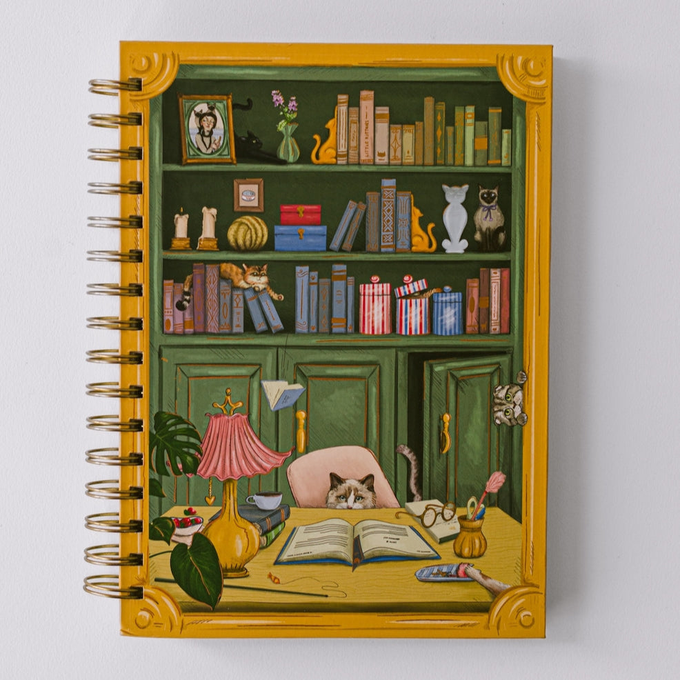 Cat Library Spiral Notebook by Good Juju. 