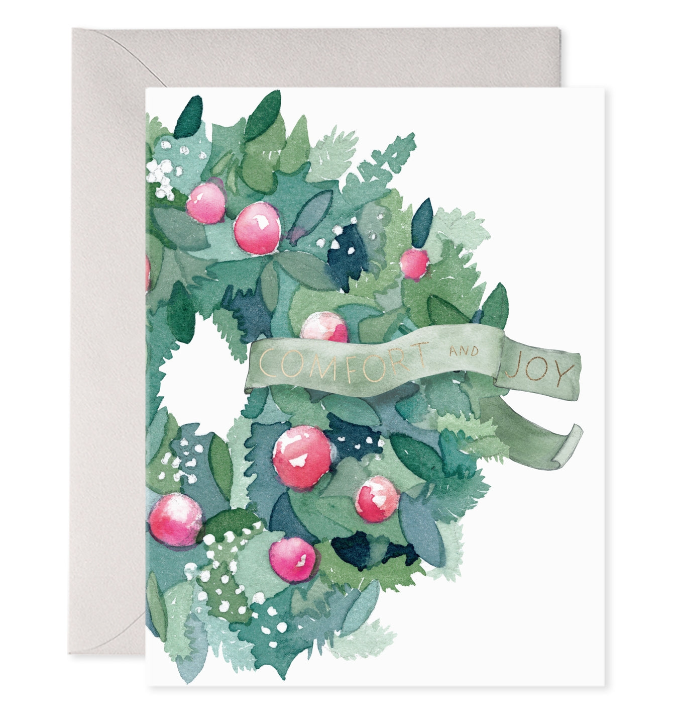 Greeting card with a festive wreath design and &