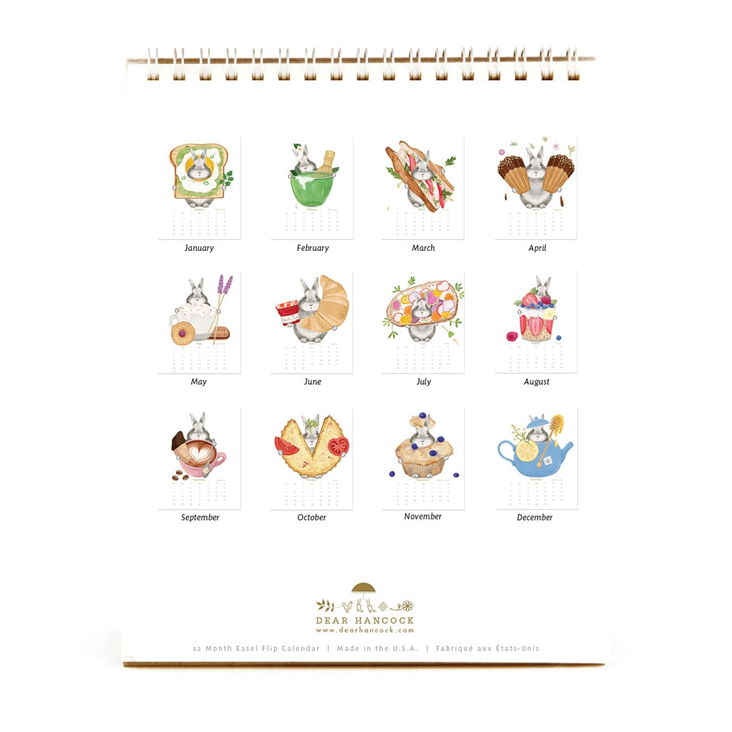 Back of the 2026 Dear Hancock Bunny Calendar.
