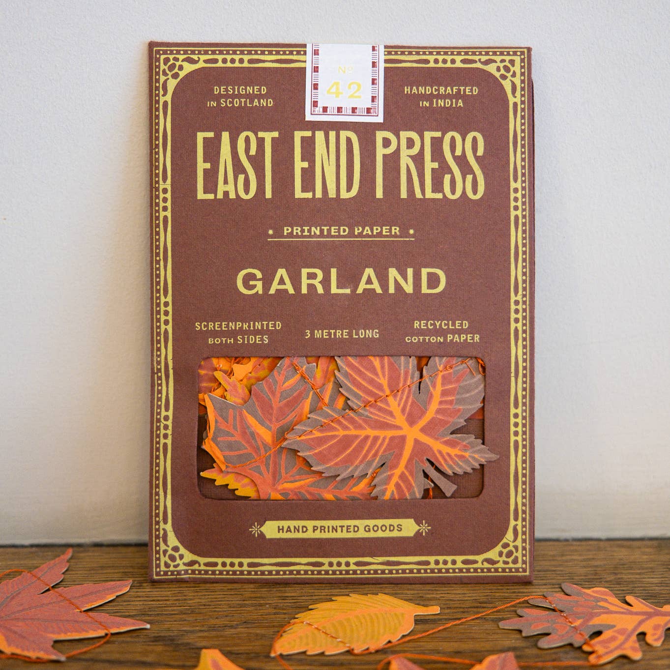Packaging of Autumn Leaves Sewn Garland.
