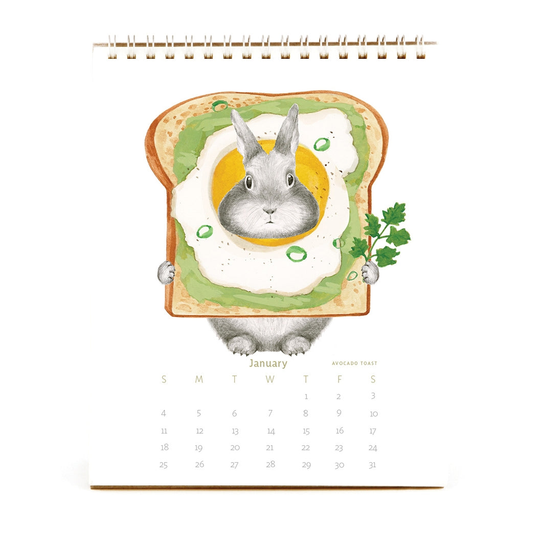 2026 Dear Hancock Bunny Calendar featuring a bunny hidden in avocado toast.