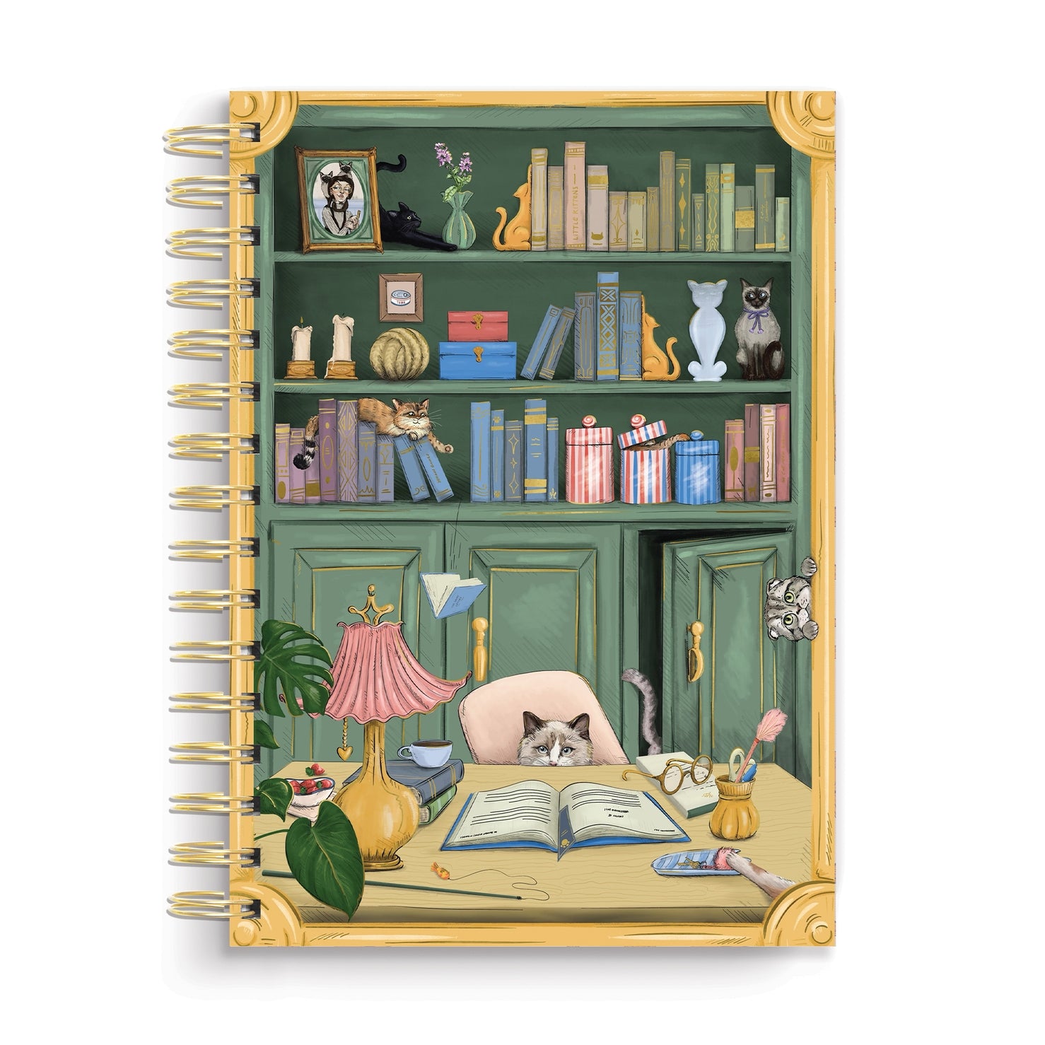 Cat Library Spiral Notebook by Good Juju. 