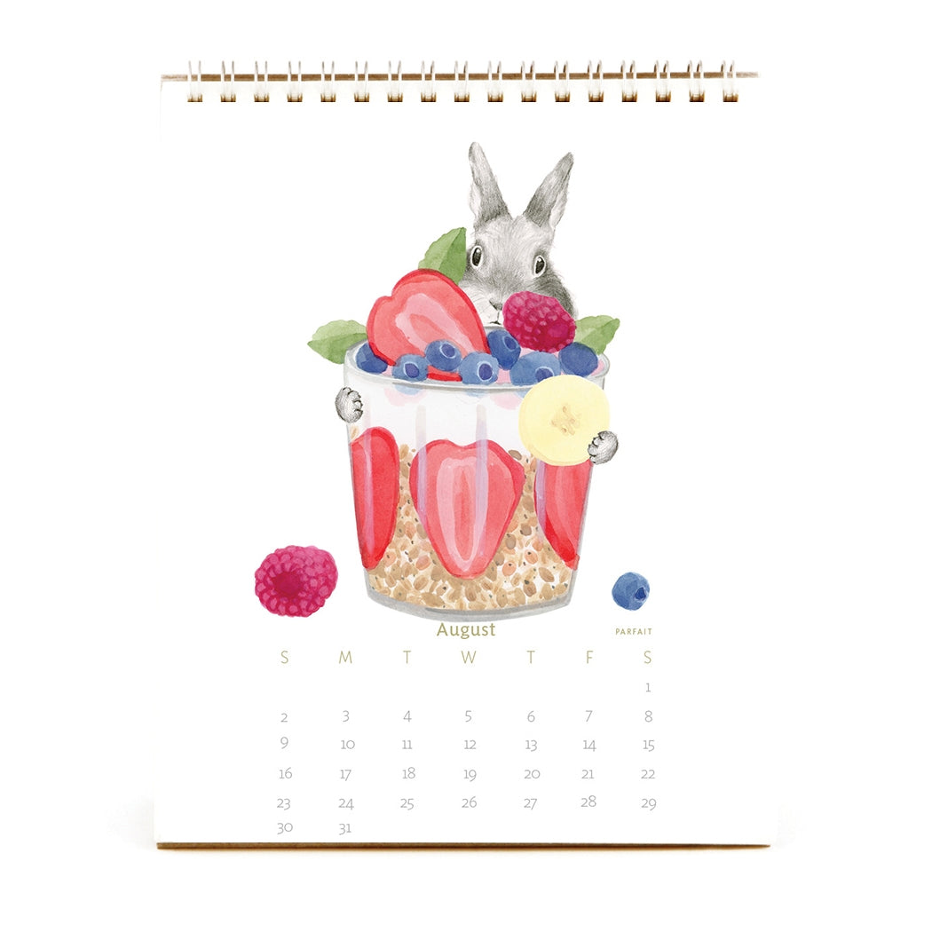 2026 Dear Hancock Bunny Calendar featuring a bunny hiding in a parfait.