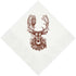 White napkin with artwork of a deer and owl design on a white background. 
