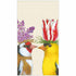 Paper napkins with artwork by Vicki Sawyer featuring two birds facing each other with flowers on their heads. 