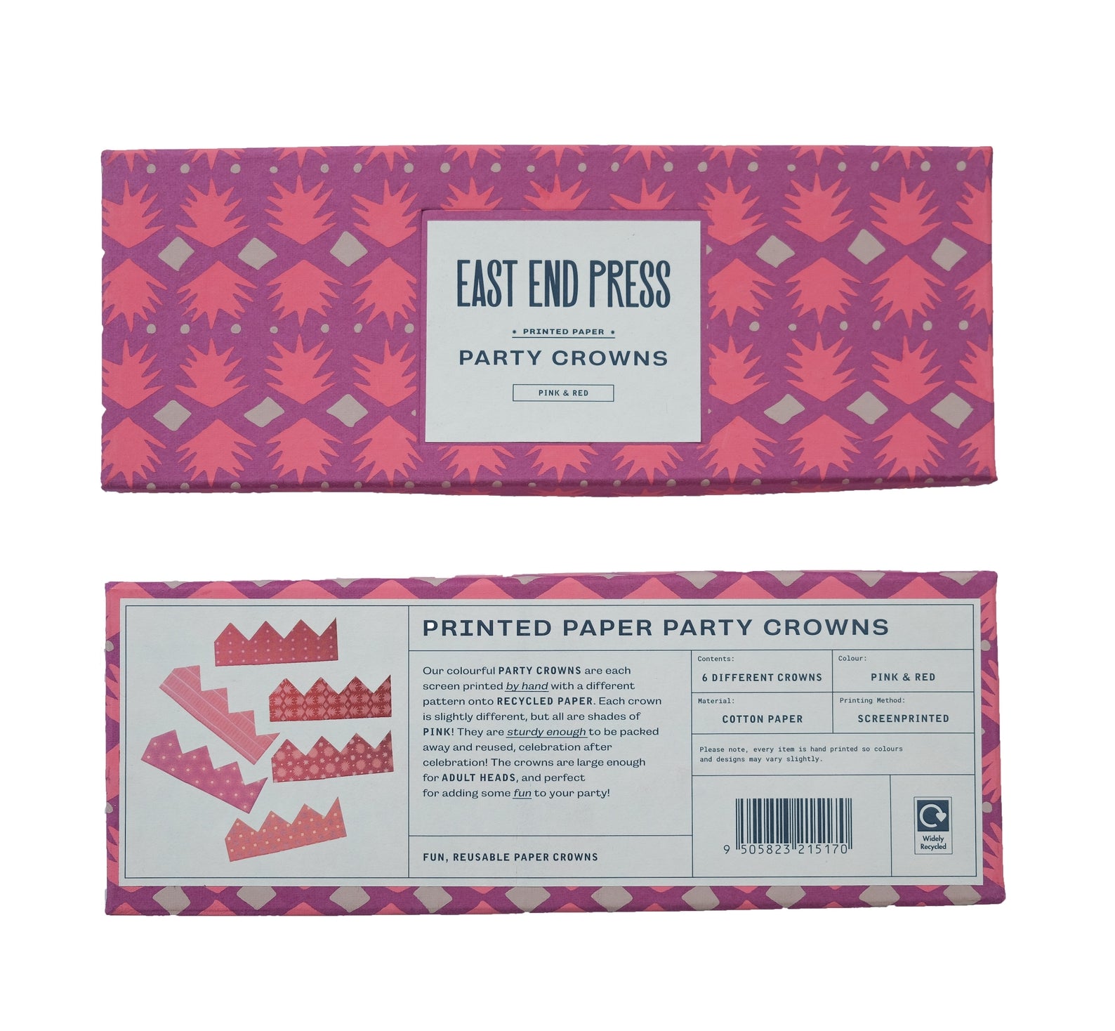 East End Press Pink Paper Party Crown box.
