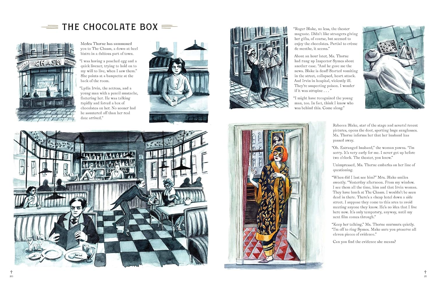 A spread from within the book titled "The Chocolate Box".