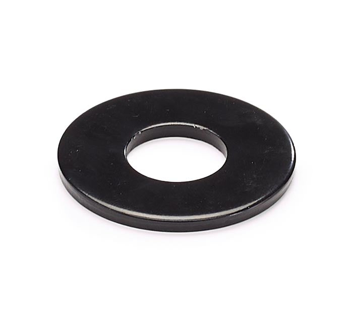 Black washer on a white background.