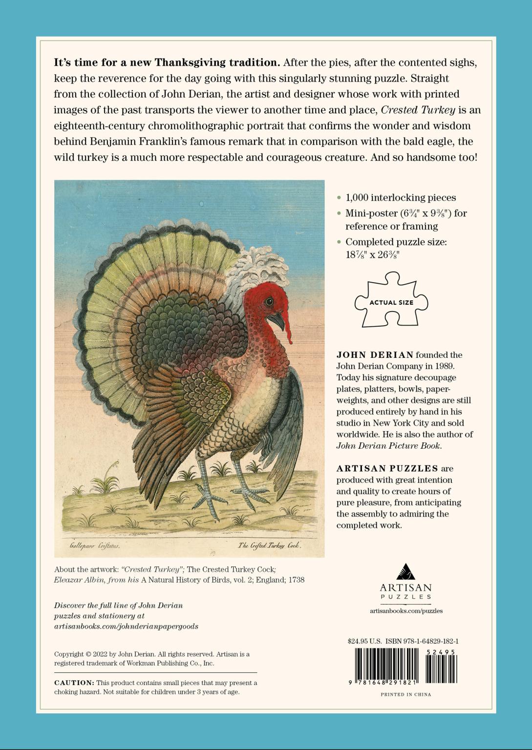 John Derian: Crested Turkey 1,000 Piece Puzzle
