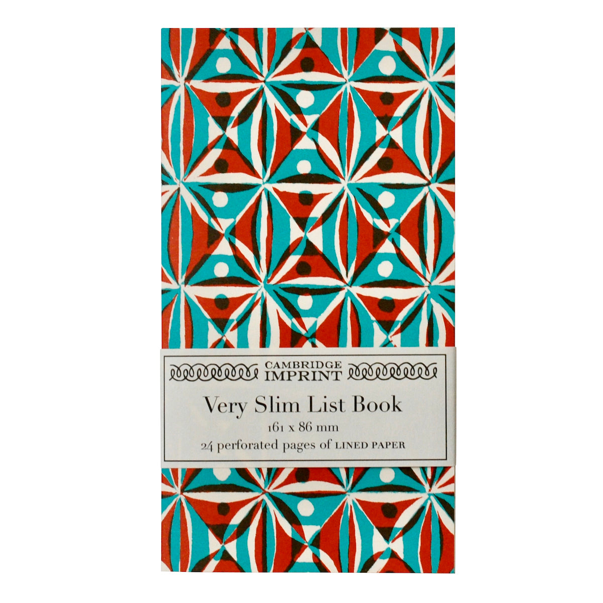 A red and white Cambridge Imprint Very Slim List Notebook with the words &quot;slim handy size last book.
