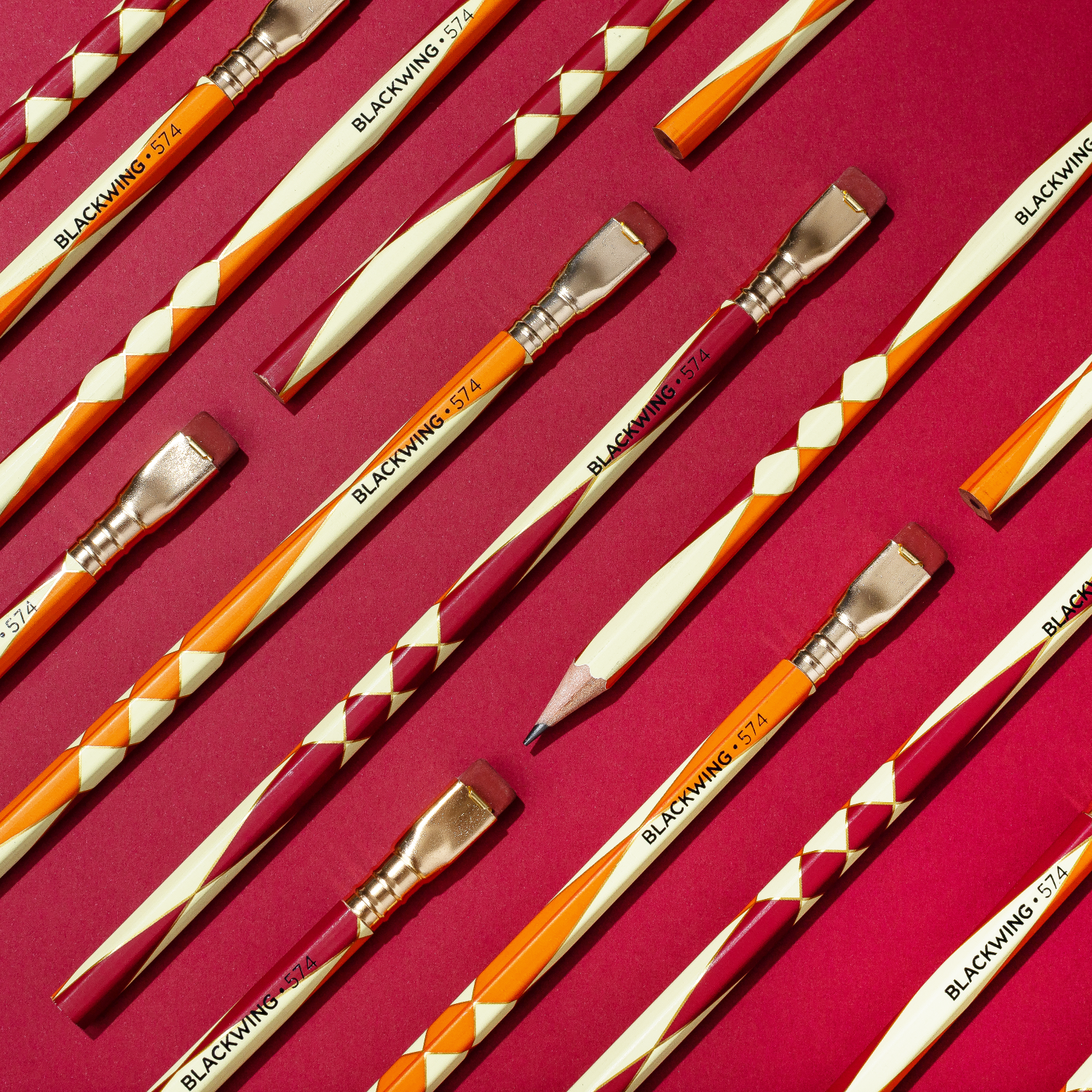 Blackwing Volume 574 pencils decoratively placed.