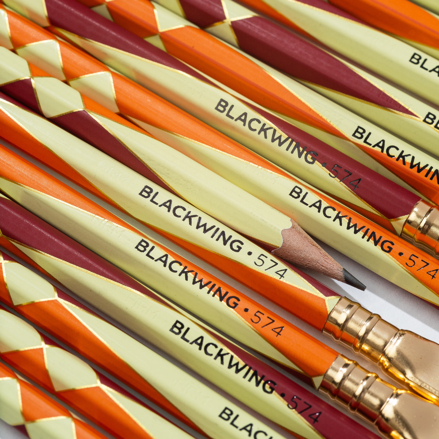 Blackwing Volume 574 pencils lined up.