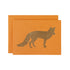 A gold foiled fox against an orange background with a matching envelope.