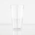 A clear tumbler on a white background.