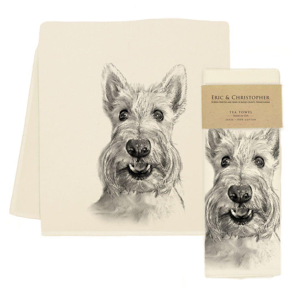 Tea towels with a dog illustration by &