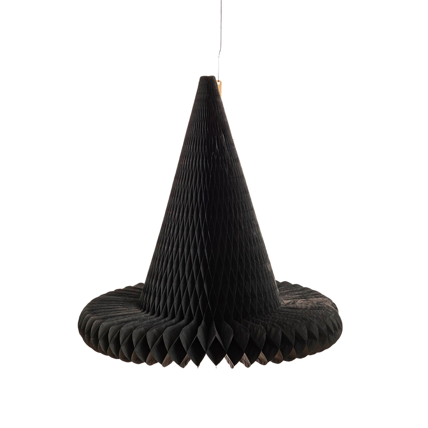 15.7" large honeycomb paper, black witch hat on a white background.