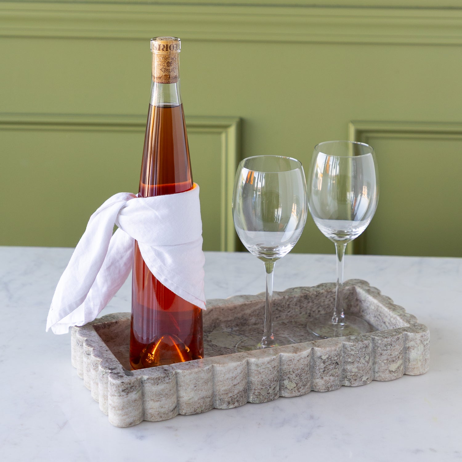 Intricate Scallop Marble Tray