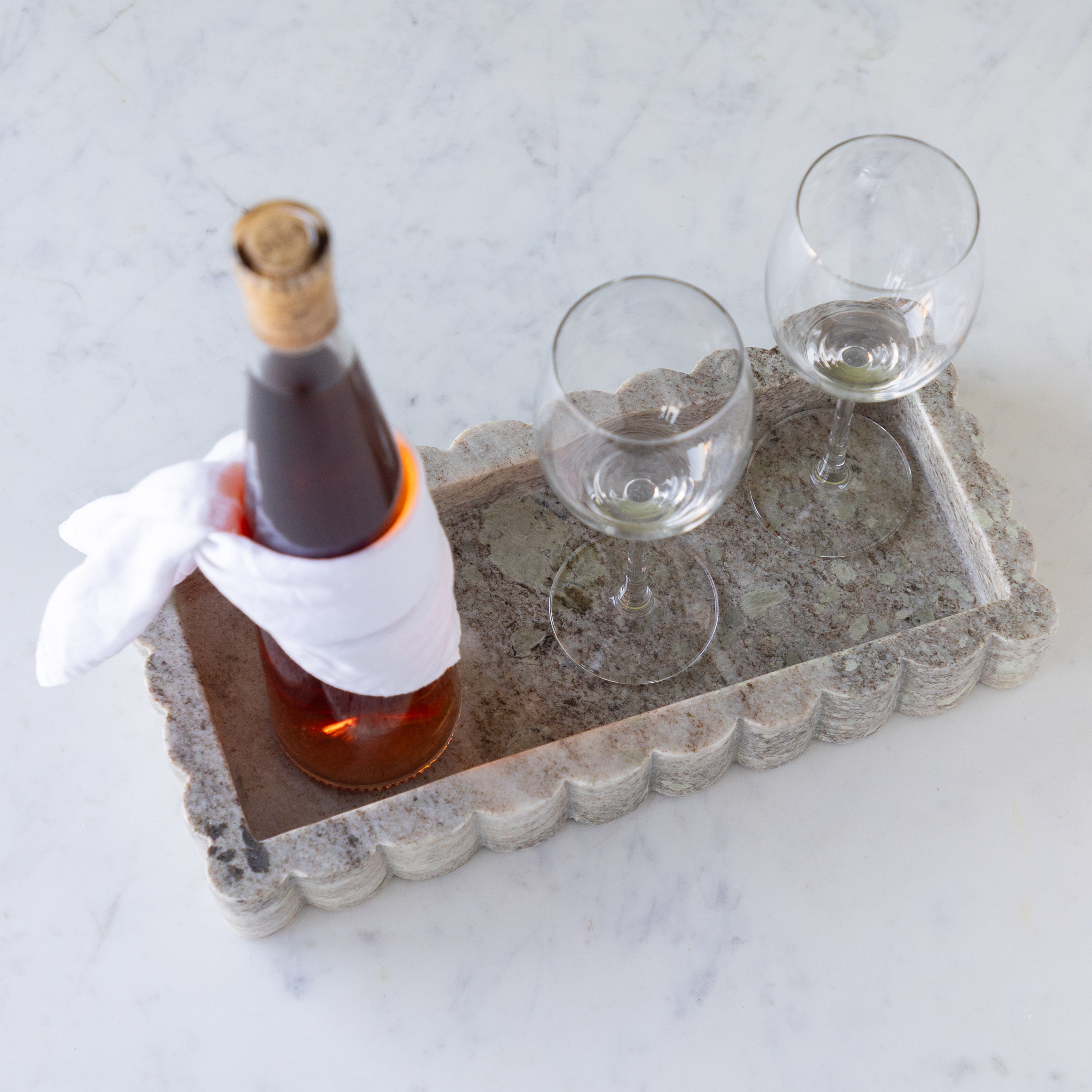 Intricate Scallop Marble Tray