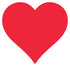 A die-cut paper heart placemat in solid bright red.