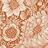 A square cocktail napkin featuring a densely-packed engraving-style illustration of large and small white flowers surrounded by white foliage, on a deep orange background.