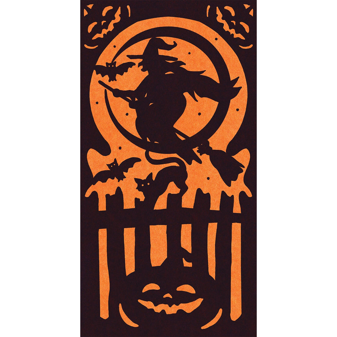 A wicked witch themed rectangular paper napkin on a white background.