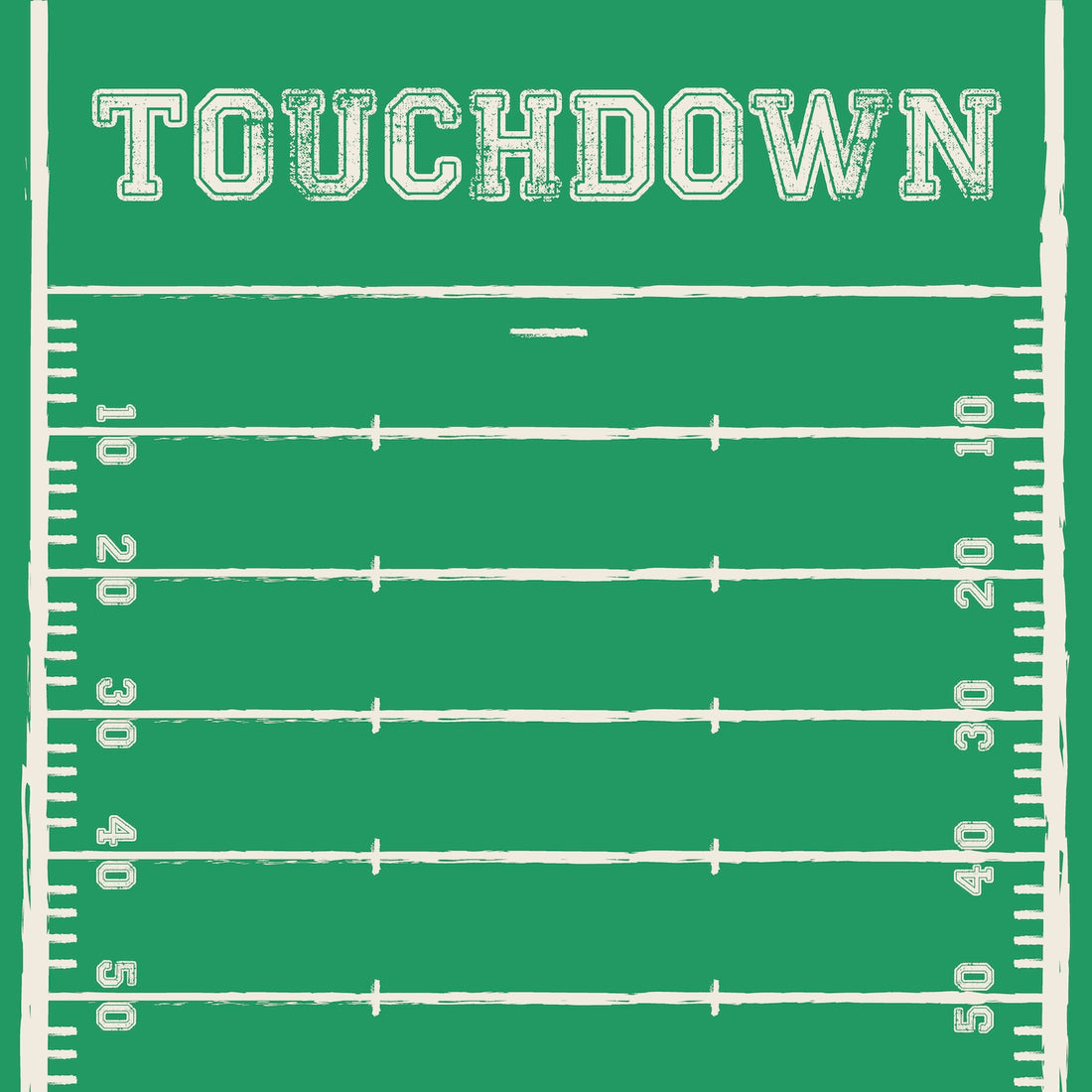 Touchdown Cocktail Napkin illustrated to look like a football field up to the 50 yard line.